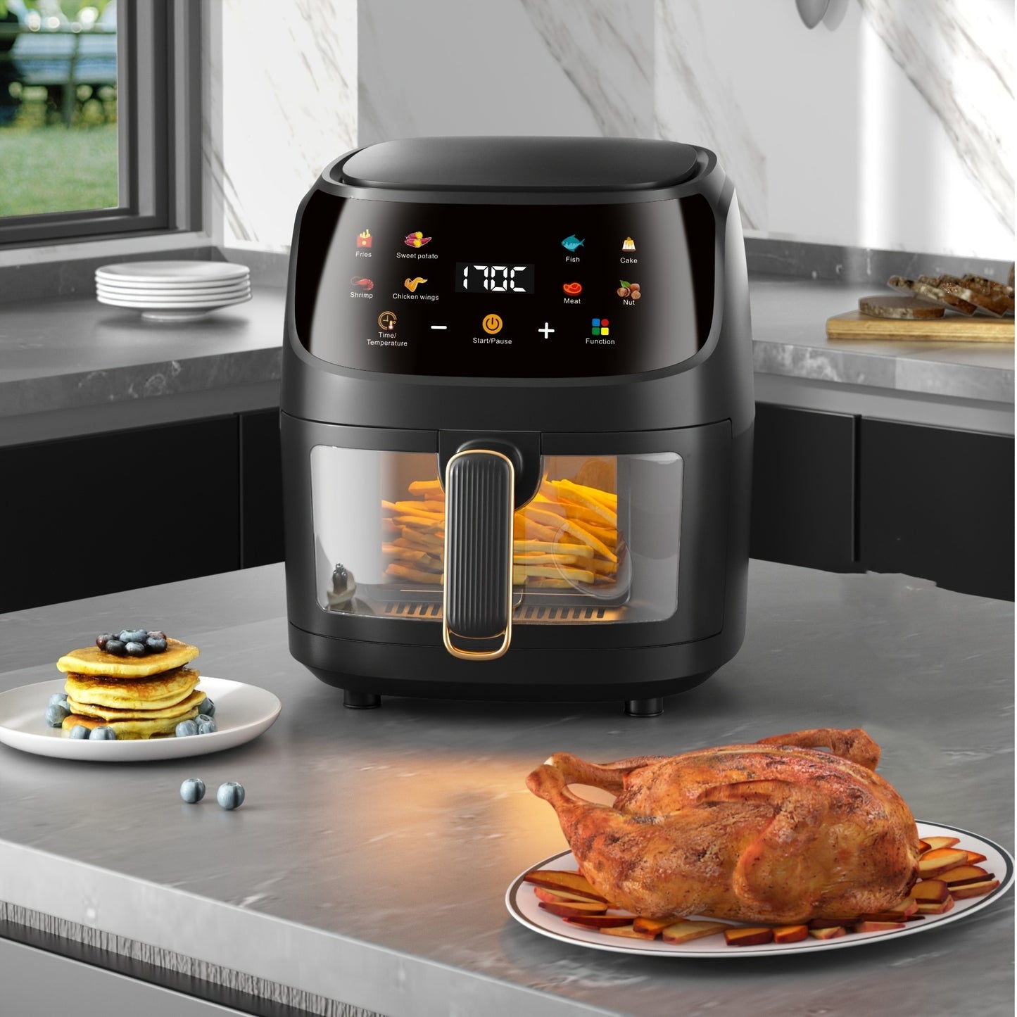 Colorful Air Fryer Large Capacity Colorful Touch Screen Air Fryer | 6L 4L 4.5L 10L, Multi-Functional, Adjustable Time And Temperature, Convenient for Healthy Home Cooking, Space-Saving Design, Easy to Clean, And Energy Efficient