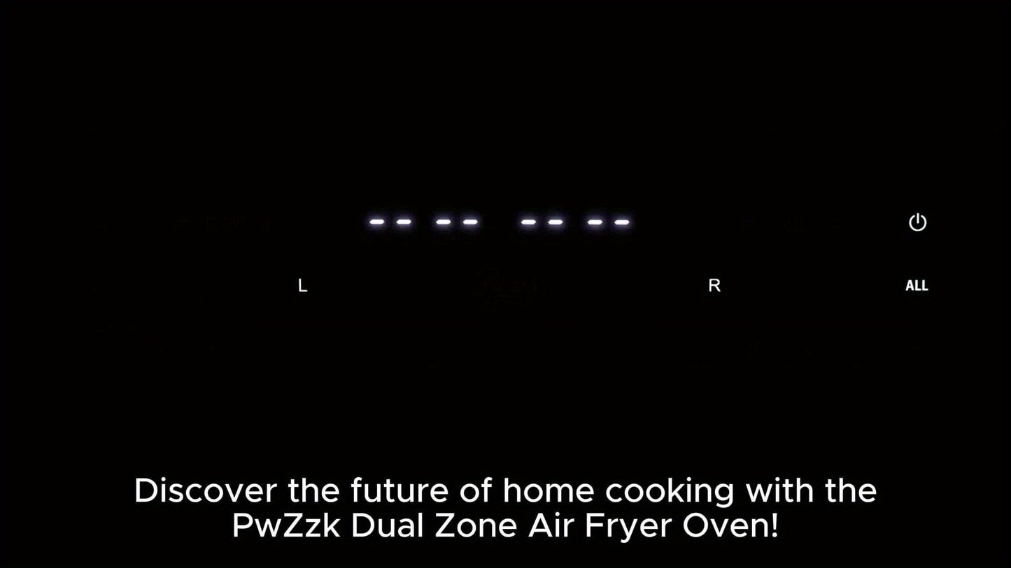 PwZzk 25, 4QT Dual Zone Air Fryer Oven, French Glass Door, XL Size, 100-430F, 16 Presets, LED Display, Dual Fan, 360 Heating, Rotisserie, Bake, Toast, Dehydrate, Reheat, Also In 5, 8QT Glass Drawer, 8 Presets, Coating Free, Flip Lid, for 1-3 People