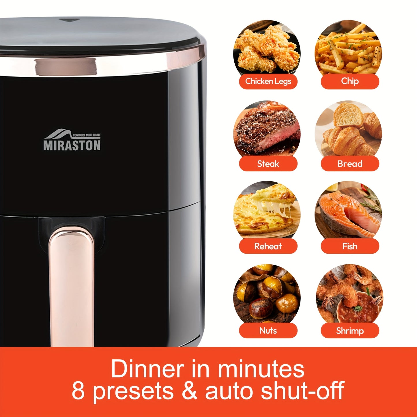 8.5QT\u002F3.6QT Air Fryer, Upgraded Large Capacity Suitable For 5-6 People, Smart Touch Screen For Easy Operation With 8 Preset Functions, Non-stick Coating For Easy Cleaning, Kitchen Accessories, Toaster Oven, Deep Fryer, Air Fryers, Kitchen