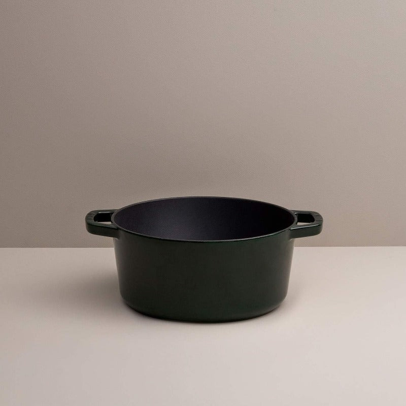 Milo by Kana 3.5 Quart Enameled Cast Iron Dutch Oven with Lid - Heavy-Duty Green Enamel Cookware, Induction & Oven Safe to 500°F, Dishwasher Safe, Lifetime - Belgian Porcelain Coating, Golden Knob, Casserole Pot for, Braising
