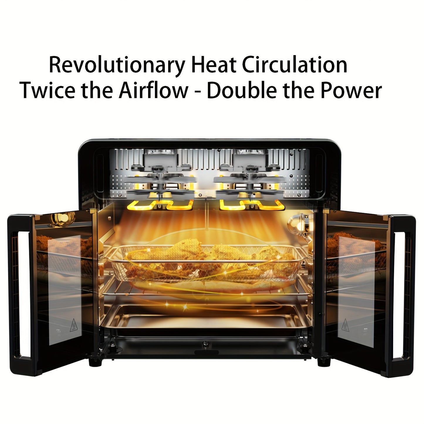 PwZzk 25, 4QT Dual Zone Air Fryer Oven, French Glass Door, XL Size, 100-430F, 16 Presets, LED Display, Dual Fan, 360 Heating, Rotisserie, Bake, Toast, Dehydrate, Reheat, Also In 5, 8QT Glass Drawer, 8 Presets, Coating Free, Flip Lid, for 1-3 People