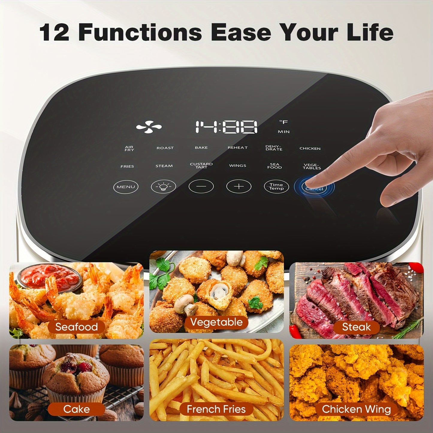 12-in-1 Air Fryer Oven - Time and Temperature Control, 6 Quart Capacity, Non-Stick Dishwasher Safe Basket with Digital Controls and 12 Cooking Presets - For Busy Families & Foodies - Perfect for Healthy Cooking & Easy Meal Prep