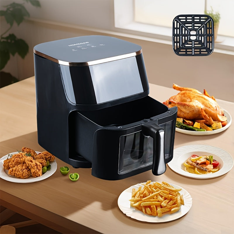 Family-Sized Large Capacity Air Fryer Oven - Basket, Black, with Optional Grill Attachment - Compact Kitchen Appliance for Home & Restaurants - Easy-Clean Stainless Steel Fry Basket - Healthy Low-Oil Cooking (80% Less Oil) - Perfect for Parties