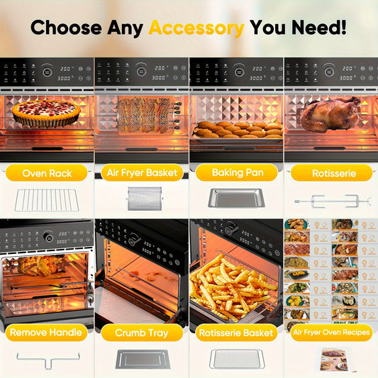32QTOversized French Door Air Fryer Toaster Oven Combination, Featuring 20 Cooking Functions And Digital Control, Compatible with 13\