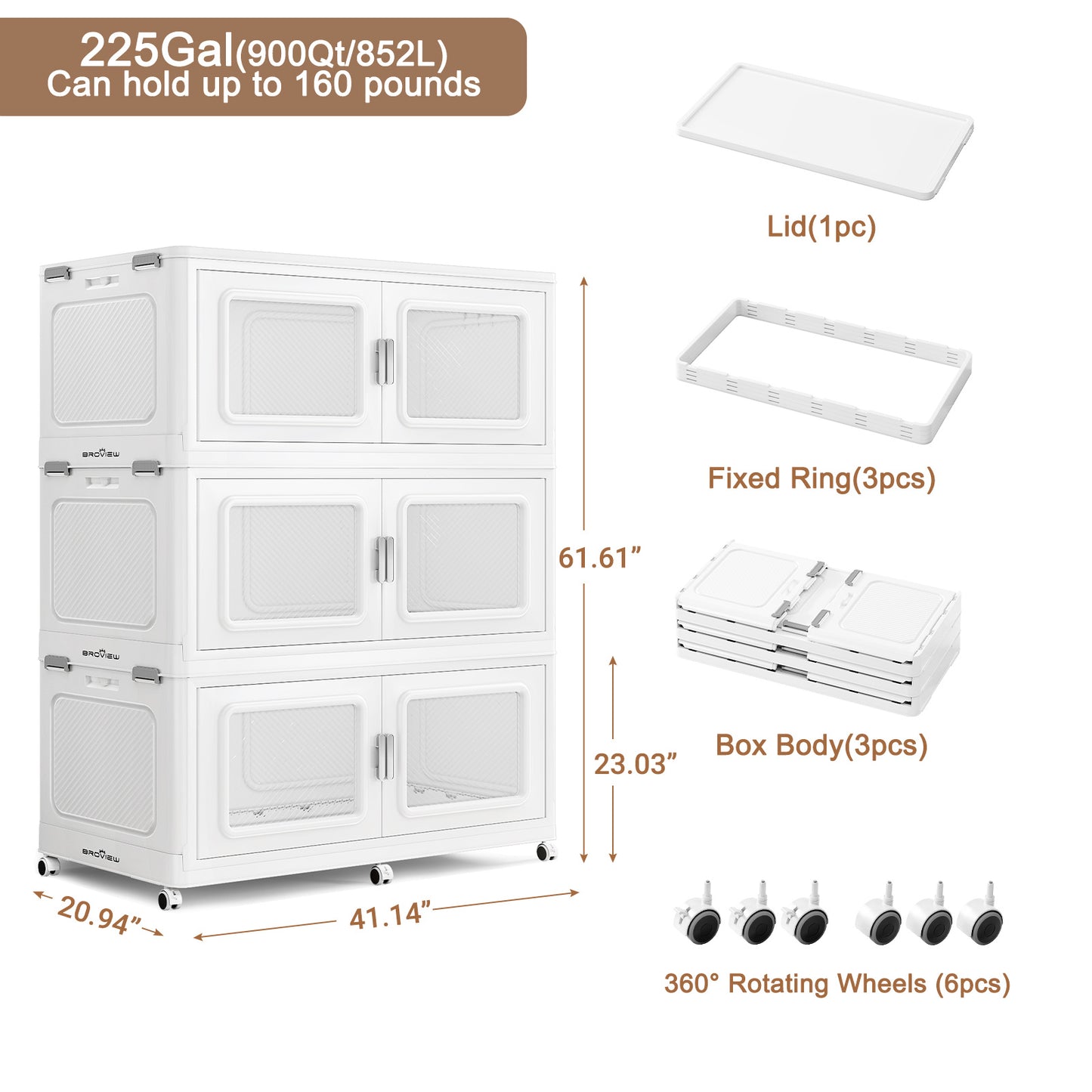 BROVIEW 75gal Stackable Storage Bins with Lid, 300QT Extra Large Capacity Plastic Storage Boxes for Clothes,Tools - Ideal for Home, Bedroom, Garage and Closet Organization