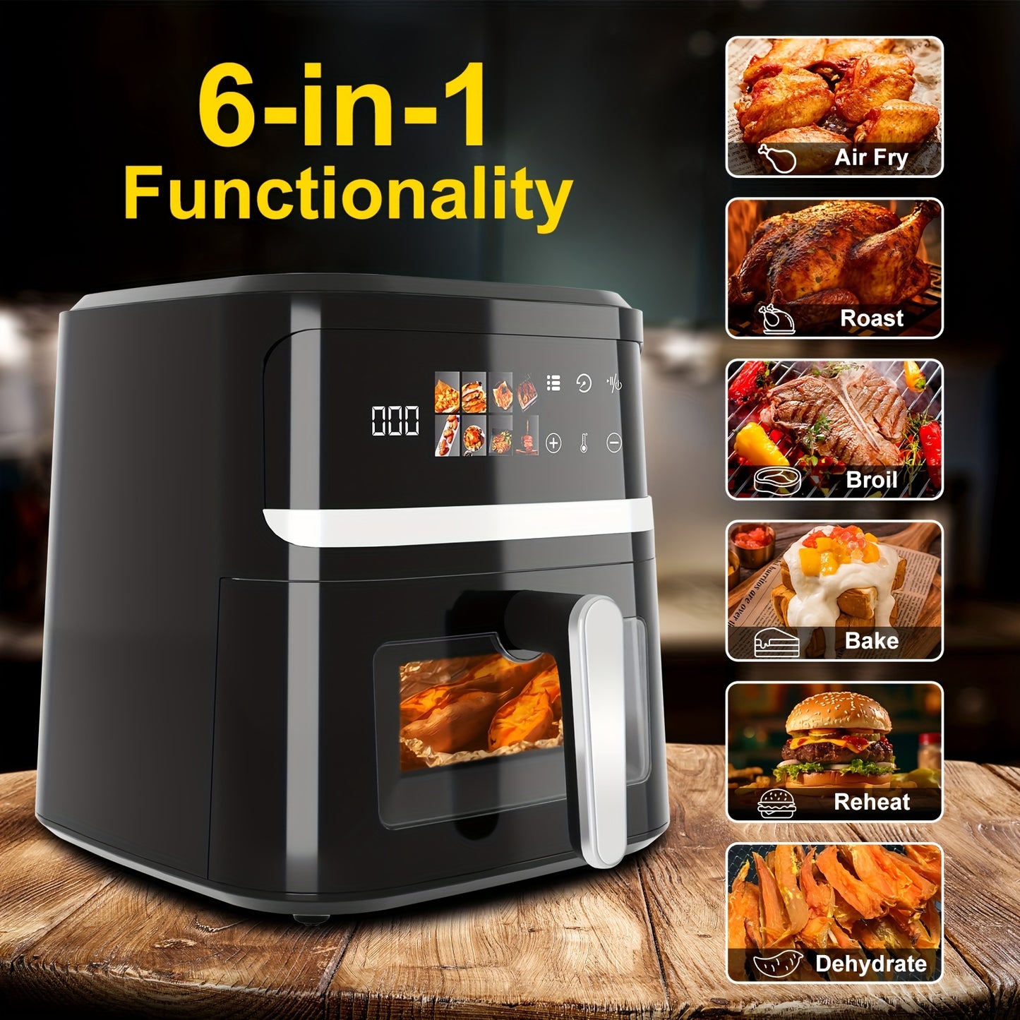 8.5 Quart Air Fryer, Electric Oven With Smart Cooking Programs, Large Capacity Multifunctional Electric Fryer, Household Electronic Touch Control Multifunctional Air Fryers, Kitchen Appliance