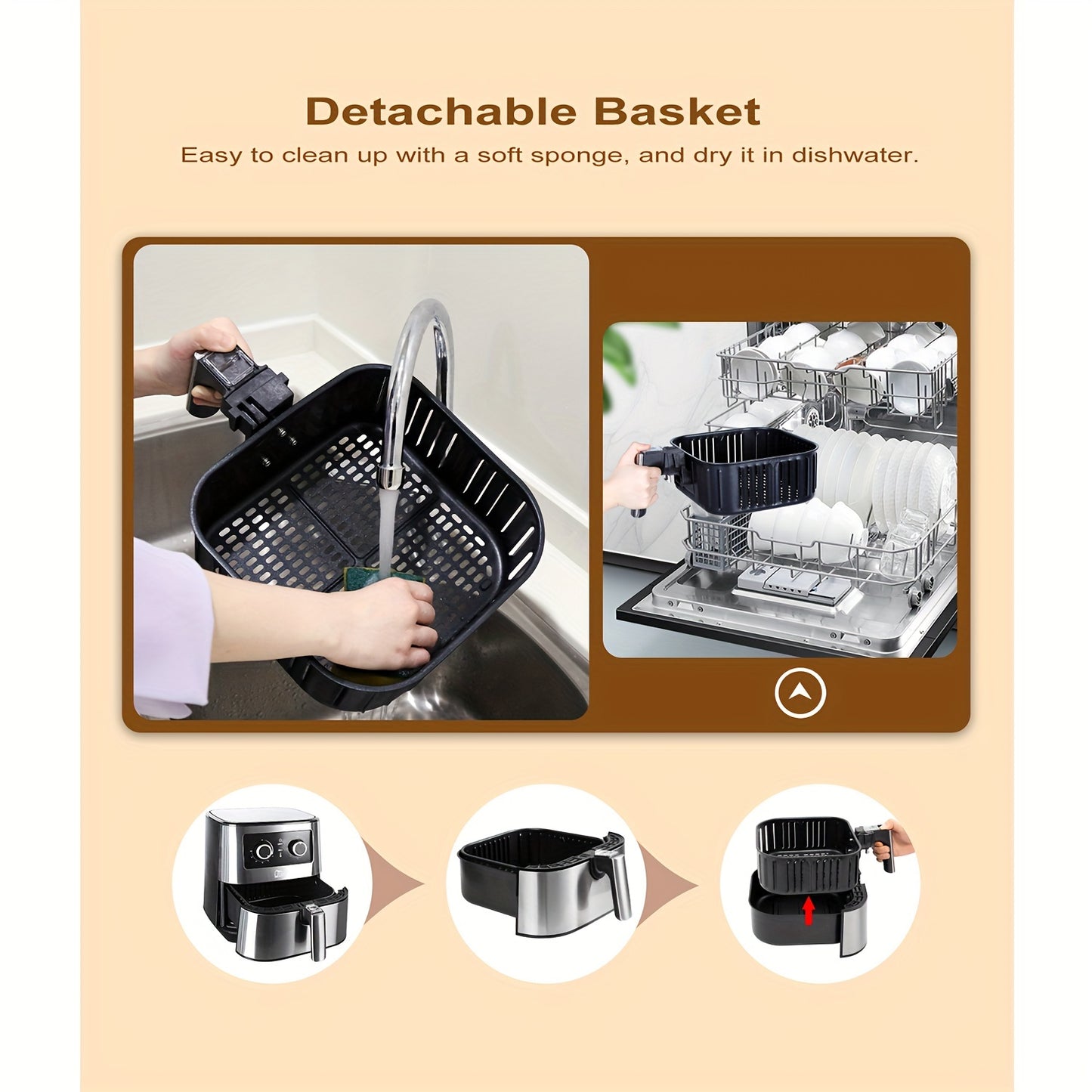 1700W High-Power Air Fryer 5.5L - Uten Electric Airfryer with Temperature Control, Timer, Non-Stick Basket, Fast Oven for Oilless Cooking, Dishwasher Safe, Air Fryer, Cooker