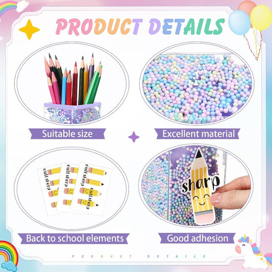 5 Pcs Sharp and Dull Pencil Holders for Classroom Management Cute Bubble Pen Holder with Stickers in Pink Purple Colors Lightweight and Durable for Teachers Organizing School Supplies