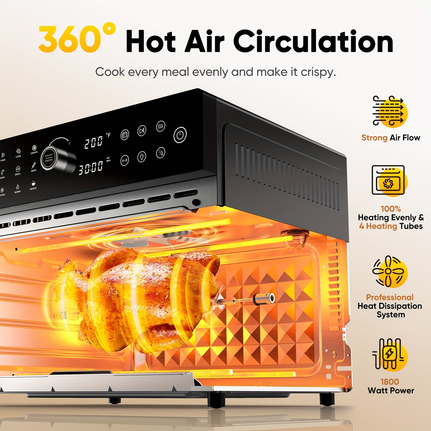 32QTOversized French Door Air Fryer Toaster Oven Combination, Featuring 20 Cooking Functions And Digital Control, Compatible with 13\