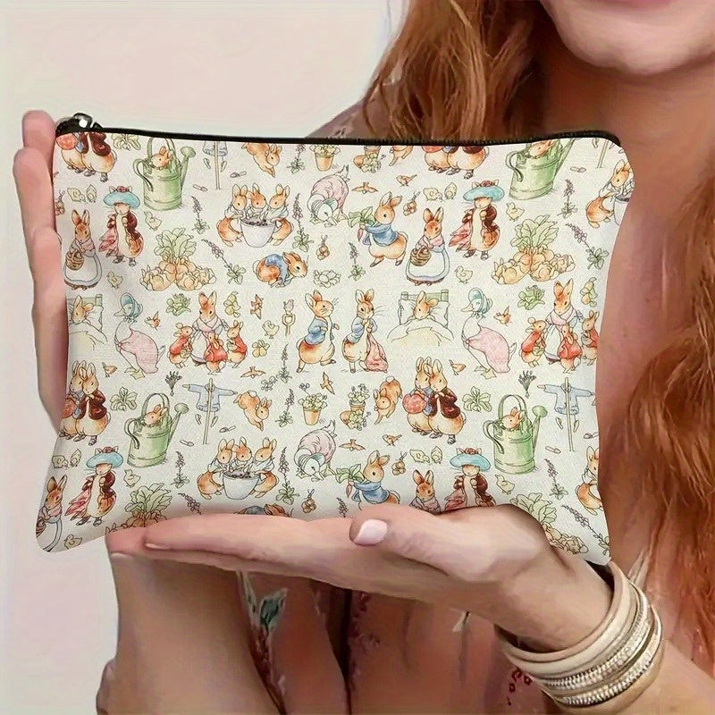 Pastel Cute Rabbit Makeup Bag 1pc Pastel Cute Rabbit Makeup Bag - Cosmetic Organizer with Secure Zipper Closure - Compact Travel Toiletry Case for Women, Men, Girls, Boys - Perfect Gift for Birthday, Valentine's, Housewarming - Everyday & Special Events
