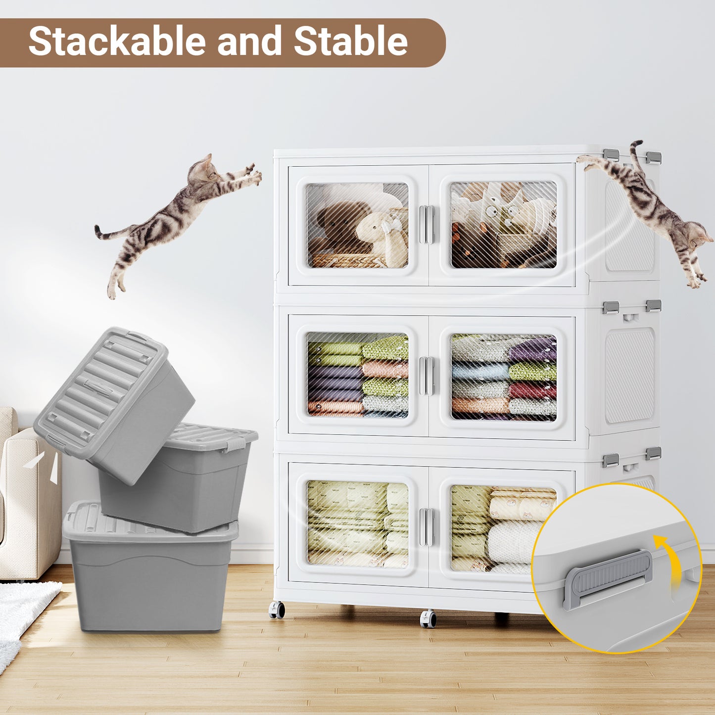BROVIEW 75gal Stackable Storage Bins with Lid, 300QT Extra Large Capacity Plastic Storage Boxes for Clothes,Tools - Ideal for Home, Bedroom, Garage and Closet Organization