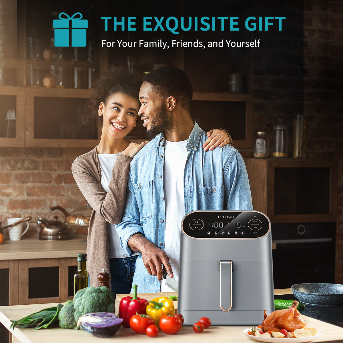 Ultrean 9 Quart 6-in-1 Electric Air Fryer, 1750W XL Hot Airfryer Oven Oilless Cooker, Large Family Size LCD Touch Control Panel and Nonstick Basket