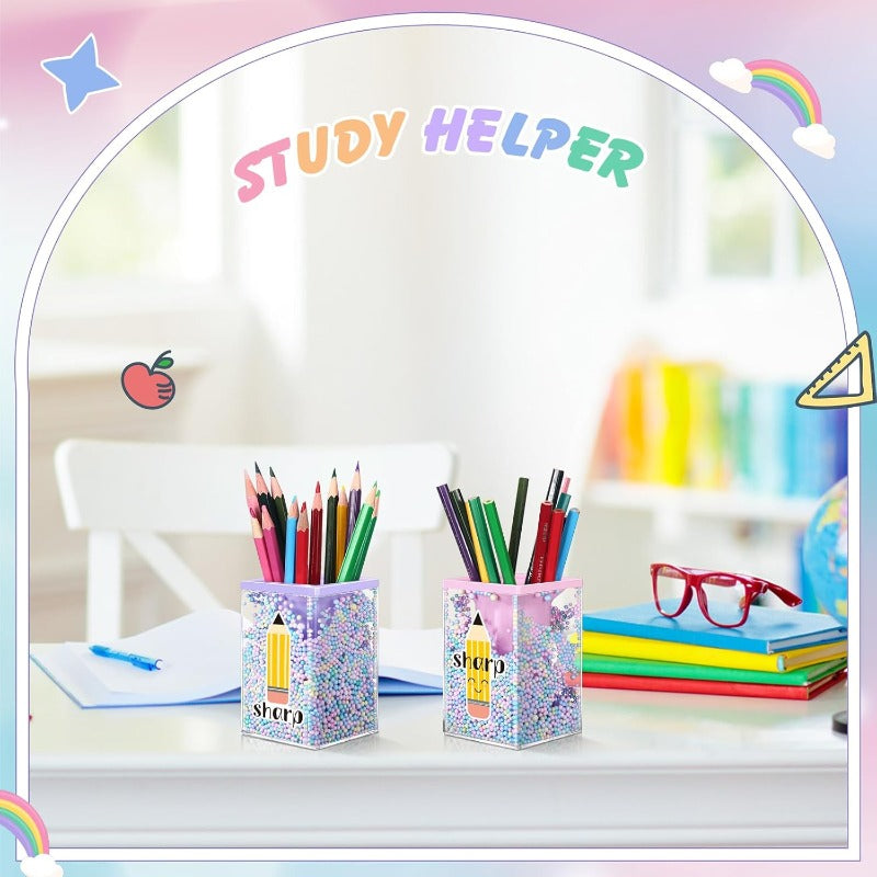 5 Pcs Sharp and Dull Pencil Holders for Classroom Management Cute Bubble Pen Holder with Stickers in Pink Purple Colors Lightweight and Durable for Teachers Organizing School Supplies
