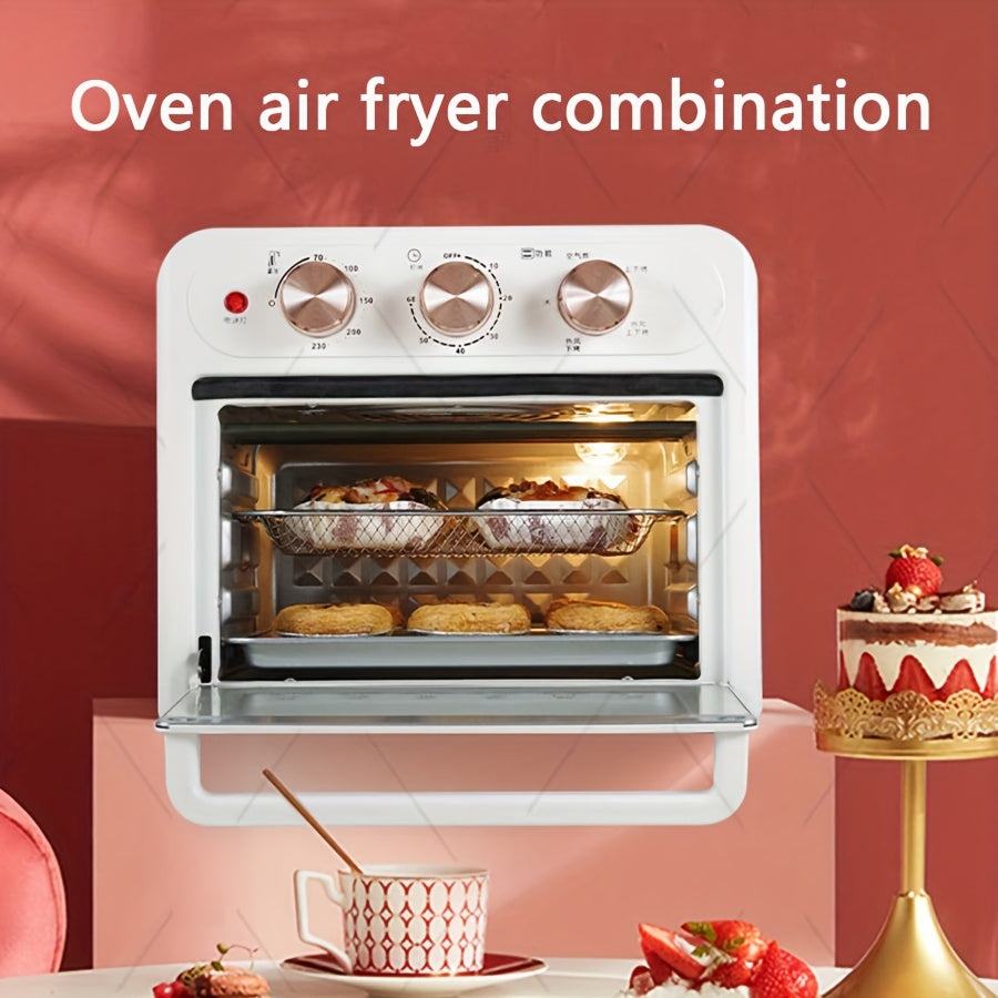 15QT Extra Large Convection Countertop Oven & Air Fryer Combo - Stainless Steel with Visible Window, Healthy Oil-Free Cooking, Space-Saving Design for Baking, Roasting, Reheating - Pink, Multipurpose Kitchen Device