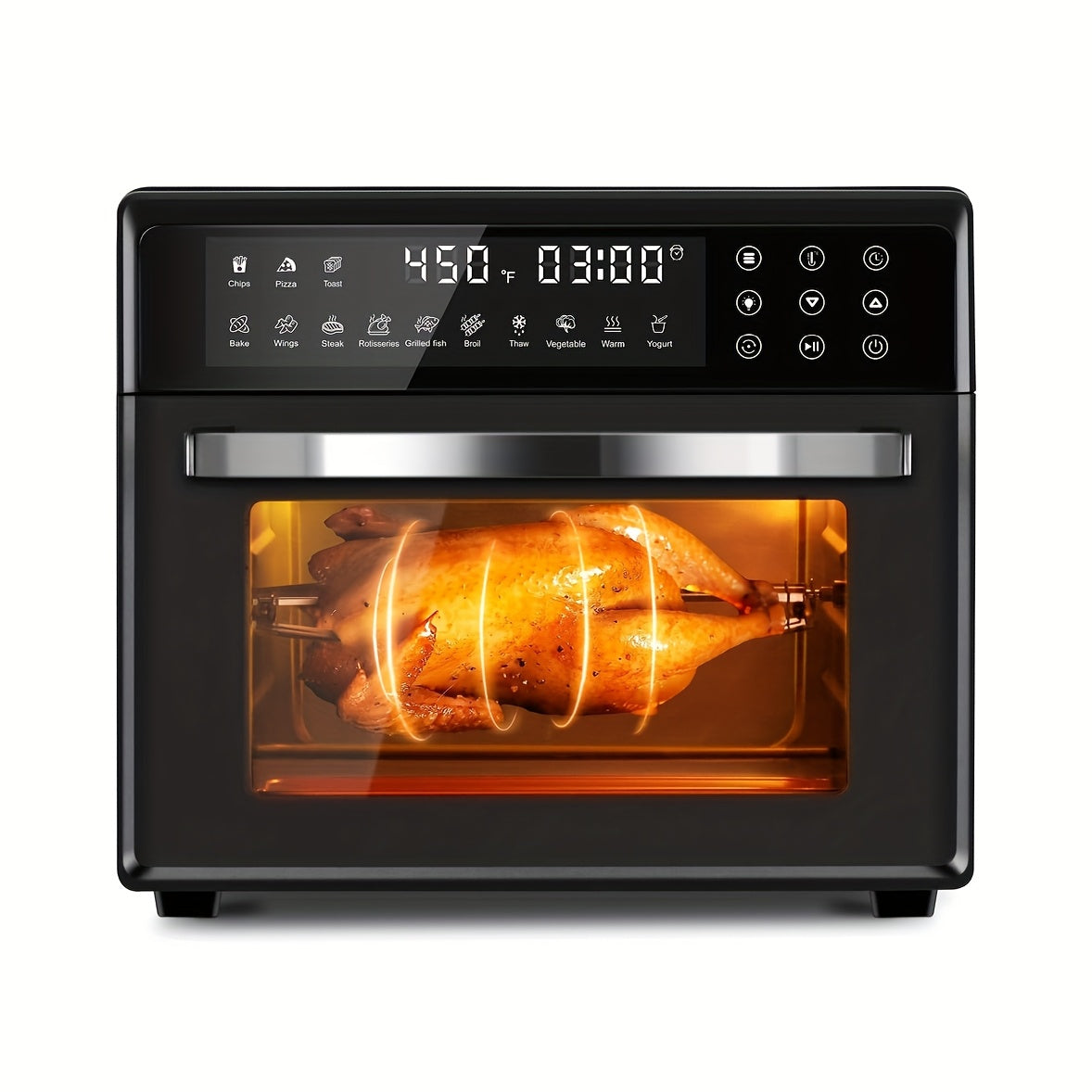 24QT Air Fryer Oven, One Click Selection Of 10-in-1 Function, Equipped with Rotisserie Setting, Free Control Of Time And Temperature.