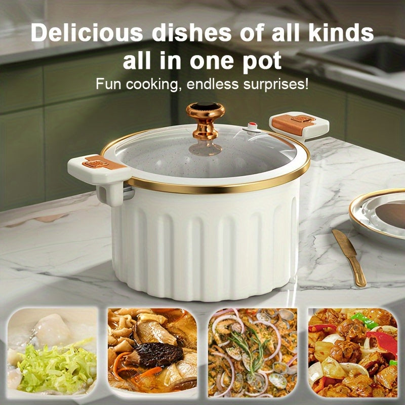 Large Capacity Enamel Stew Pot - Heavy-Duty White Porcelain-Like Dutch with Lid Lock, Induction\u002FStovetop, Dishwasher Non-Stick Cookware for k-Pot Style, Soups, Stews & Casseroles ( Use Not Required)