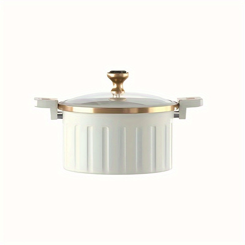 Large Capacity Enamel Stew Pot - Heavy-Duty White Porcelain-Like Dutch with Lid Lock, Induction\u002FStovetop, Dishwasher Non-Stick Cookware for k-Pot Style, Soups, Stews & Casseroles ( Use Not Required)