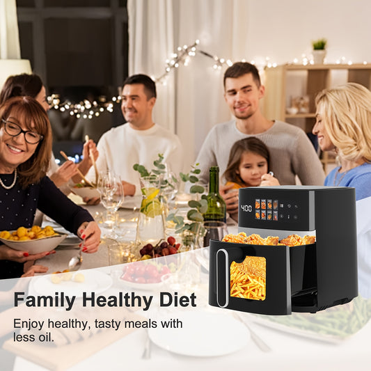 5-quart Large Capacity Air Fryer With 8 One-Touch Preset Functions, 6-in-1 Multi-Function Air Fryer With Smart Cook Program, Rack Basket, Viewing Window, Interior Light