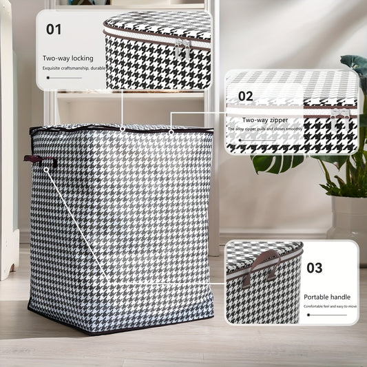 1\u002F3pcs Pieces Oversized 47.55 Gallons Thousandbird Plaid Pattern Thickened Storage Container Large Capacity Clothes Sture-Proof Bag with Handle Double Zipper Storage Bag, Household Bedroom, Travel Storage Basket Ideal Storage Bag
