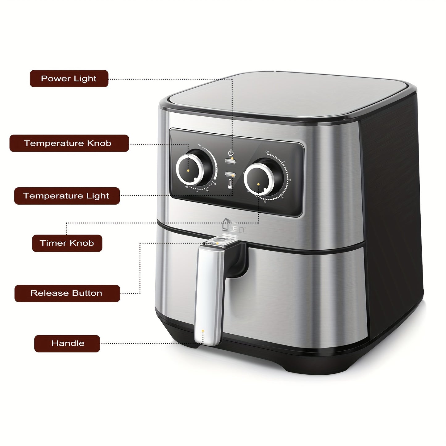 1700W High-Power Air Fryer 5.5L - Uten Electric Airfryer with Temperature Control, Timer, Non-Stick Basket, Fast Oven for Oilless Cooking, Dishwasher Safe, Air Fryer, Cooker