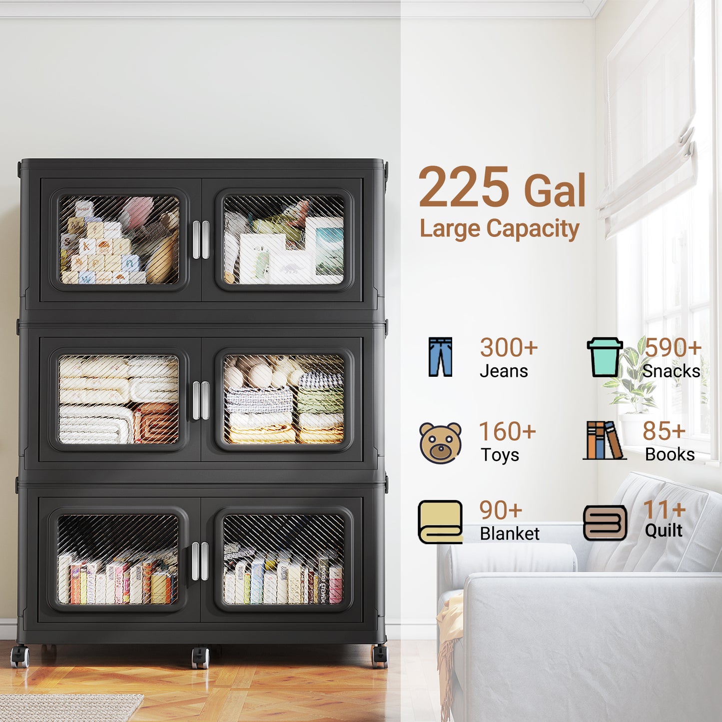 BROVIEW 75gal Stackable Storage Bins with Lid, 300QT Extra Large Capacity Plastic Storage Boxes for Clothes,Tools - Ideal for Home, Bedroom, Garage and Closet Organization